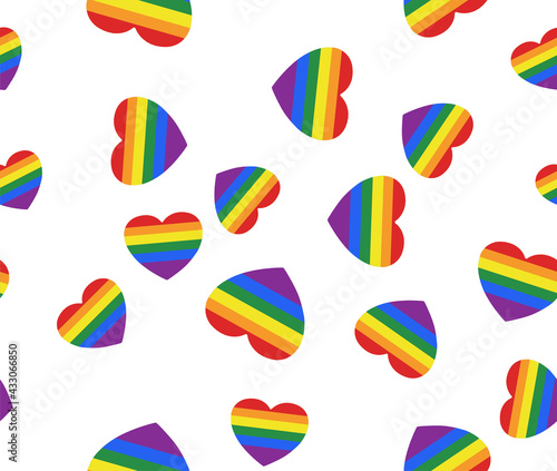 rainbow heart pattern. lgbt symbol on white background. 