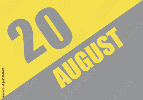 Calendar trendy colors 2021, 20 august. Background and lettering Ultimate Gray and Illuminating © Aritel
