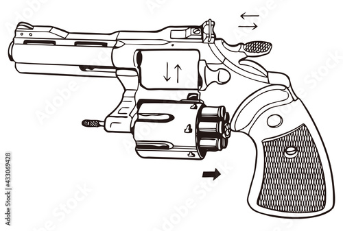 リヴォルバー,回転式拳銃GUN,マグナム,,シリンダーオープン