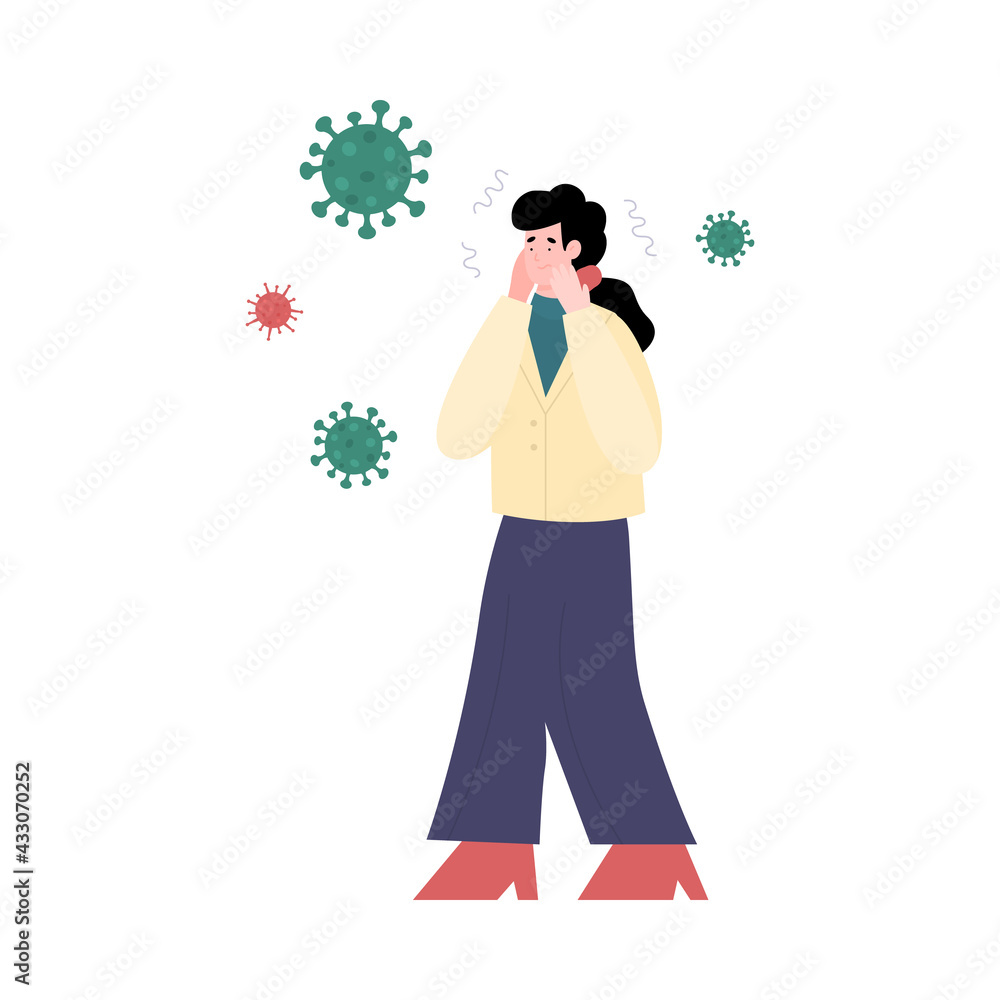 Phobia of bacterias or panic due pandemic cartoon vector illustration isolated. Phobia of bacterias or panic due pandemic cartoon vector illustration isolated.