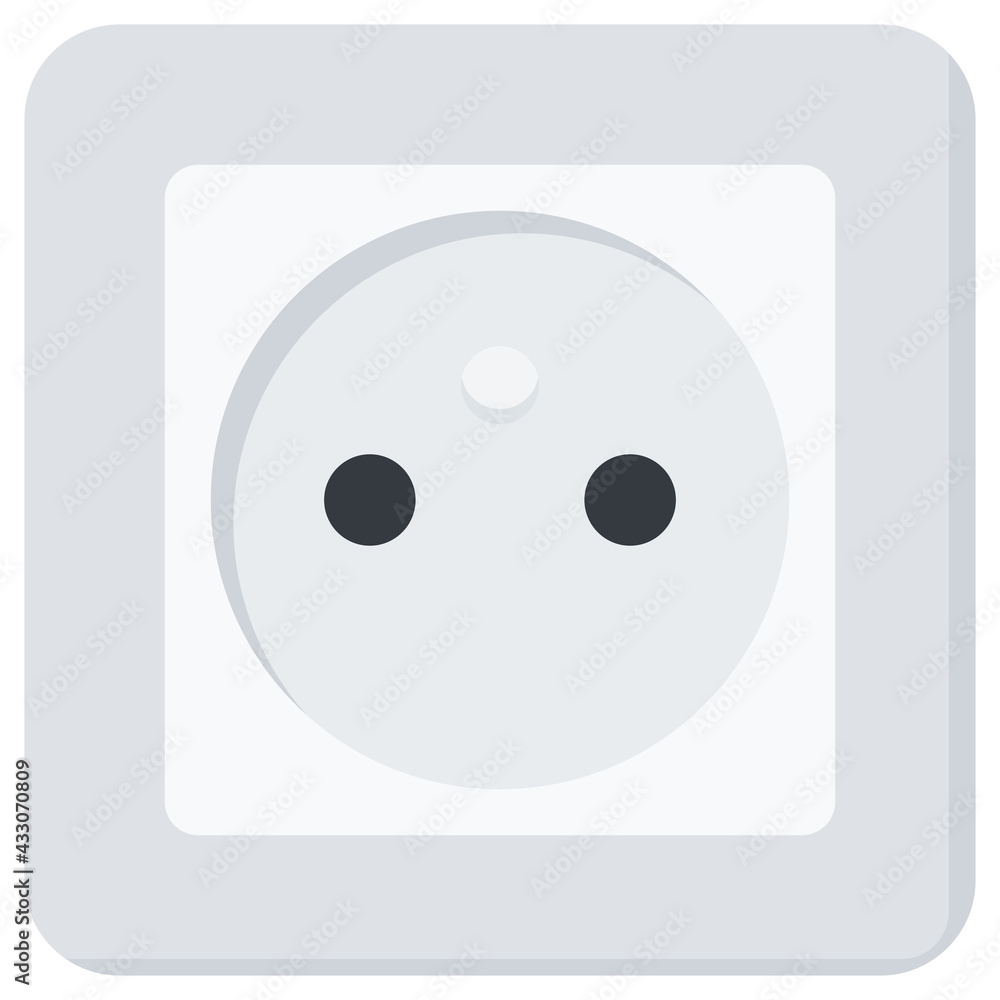 White Flat Wall Socket Vector Illustration Icon White Flat Wall Socket Vector Illustration Icon