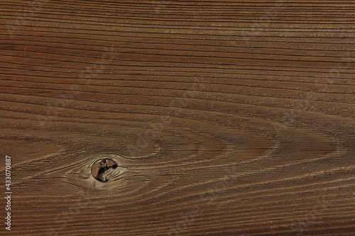木目テクスチャー背景(こげ茶色) 節と年輪がある古い木材
