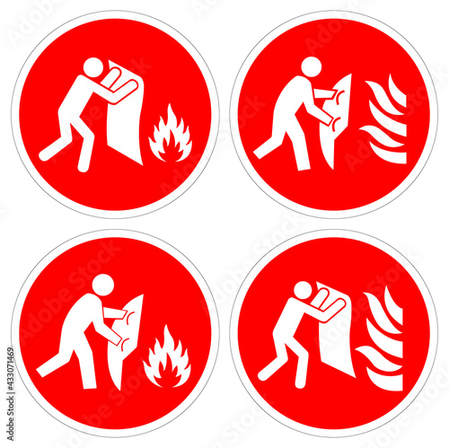 Set Of Fire Blanket Symbol Sign, Vector Illustration, Isolate On White Background Label. EPS10