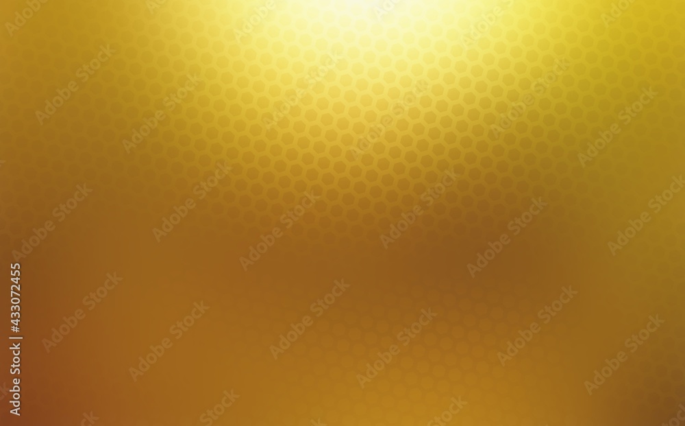 Yellow metal polished surface abstract texture covered hexagonal grid pattern. Yellow metal polished surface abstract texture covered hexagonal grid pattern.