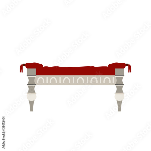 Vintage ancient furniture element flat vector illustration isolated on white.