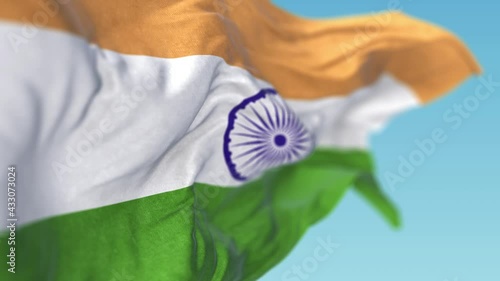 Close up of India flag waving in slow motion
