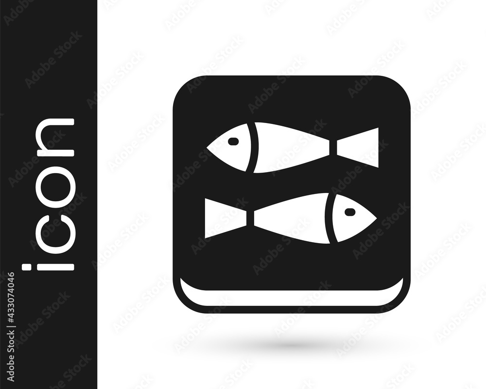 Black Canned fish icon isolated on white background. Vector Black Canned fish icon isolated on white background. Vector