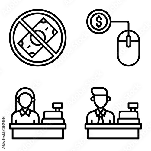 Cashier and Digital payment icon set Payment related vector