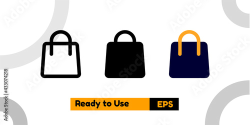 shopping bag icon with three style for poster, social media, and presentation
