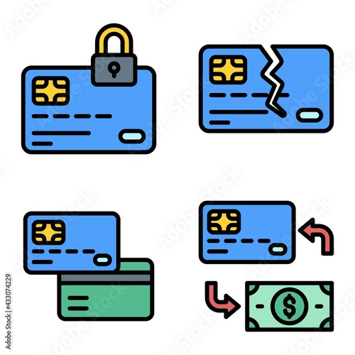 Credit or Debit card icon set Payment related vector