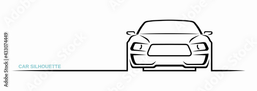 Muscle car silhouette isolated on white background. Sports car contour, logo design. Front view. Vector illustration