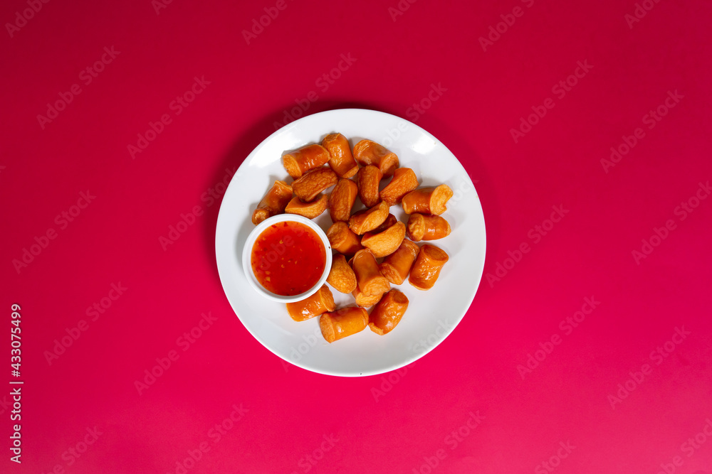 Fried Hot Dog Snacks in Thailand Fried Hot Dog Snacks in Thailand