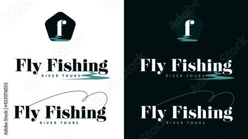 Fly fishing river tour company logos and icons