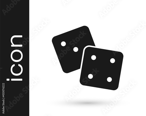 Black Game dice icon isolated on white background. Casino gambling. Vector