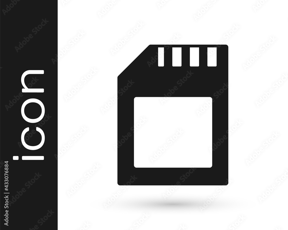 Black SD card icon isolated on white background. Memory card. Adapter icon. Vector Black SD card icon isolated on white background. Memory card. Adapter icon. Vector