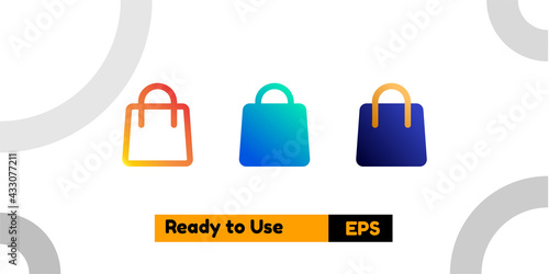 shopping bag icon with three style gradient for poster, social media, and presentation