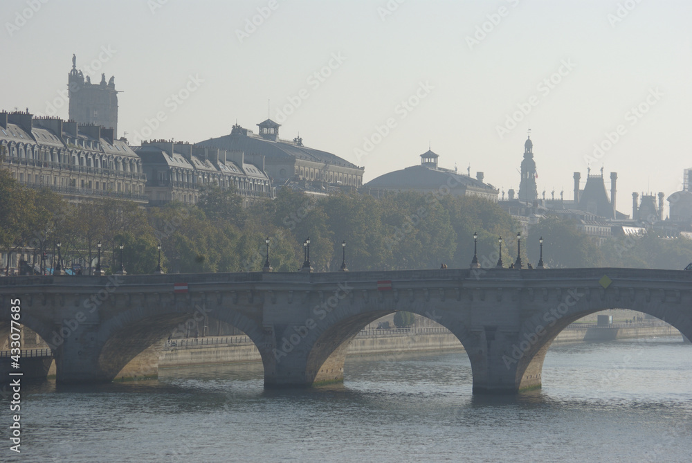 Obraz premium Matin brumeux sur la Seine à Paris, France