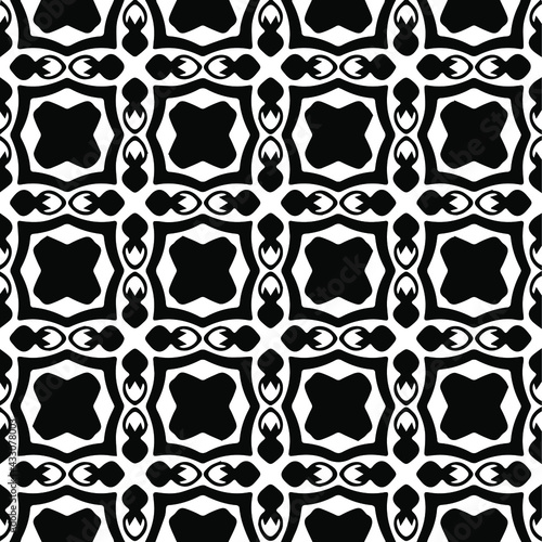 Geometric vector pattern with Black and white colors. Seamless abstract ornament for wallpapers and backgrounds.