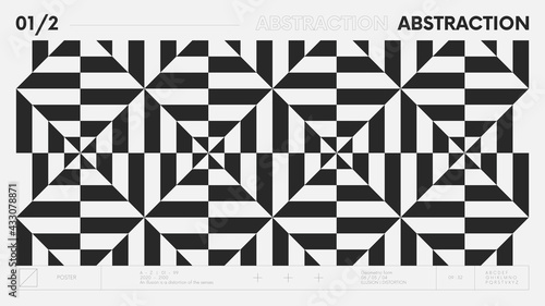 Abstract modern geometric banner with simple shapes in black and white colors, graphic composition design vector background, monochrome stripe pattern
