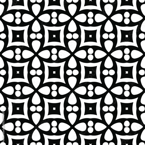 Geometric vector pattern with Black and white colors. Seamless abstract ornament for wallpapers and backgrounds.
