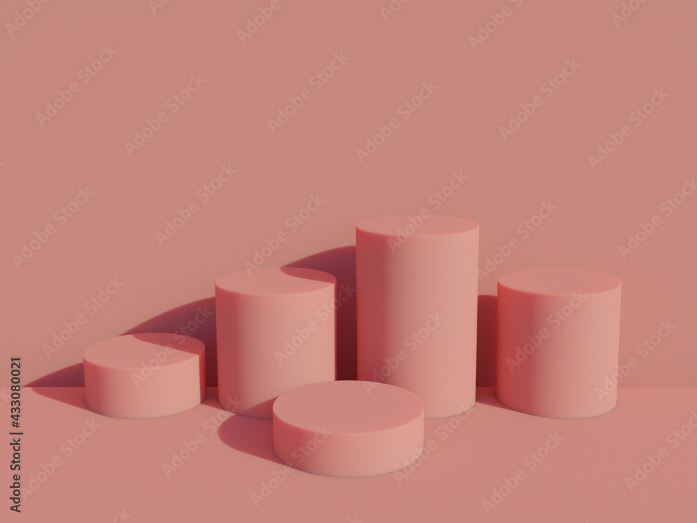 Scene with podium for mock up presentation in orange color and minimalism style with copy space, 3d render abstract background Scene with podium for mock up presentation in orange color and minimalism style with copy space, 3d render abstract background