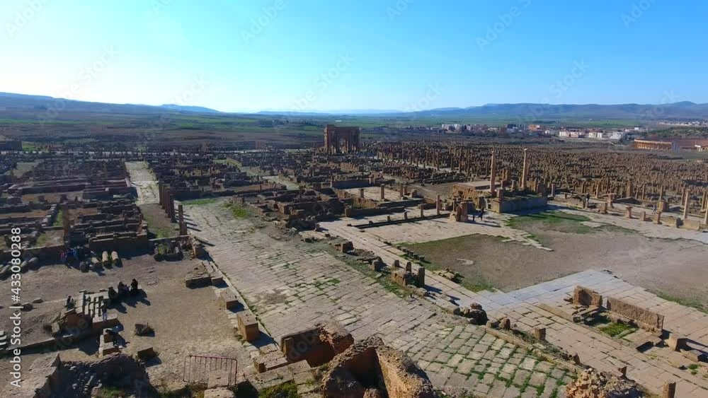 Prise de vue aérienne des ruines romaine de Timgad, Batna Algérie