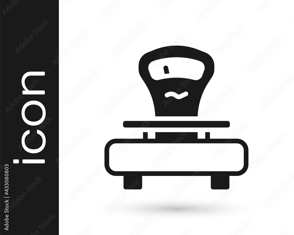 Black Scales icon isolated on white background. Weight measure equipment. Vector Black Scales icon isolated on white background. Weight measure equipment. Vector