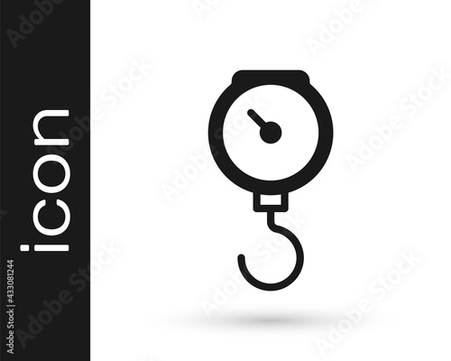 Black Hand scale spring mechanical icon isolated on white background. Vector