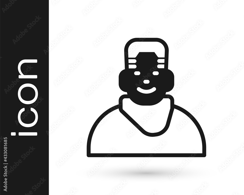Black Client in barbershop icon isolated on white background. Vector Black Client in barbershop icon isolated on white background. Vector