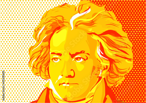 colored portrait of Ludwig van Beethoven  photo