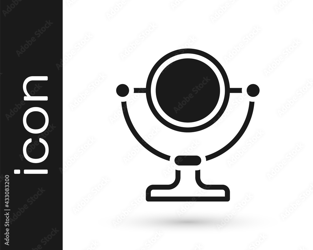 Black Round makeup mirror icon isolated on white background. Vector Black Round makeup mirror icon isolated on white background. Vector