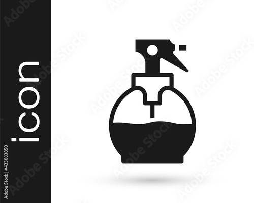 Black Hairdresser pistol spray bottle with water icon isolated on white background. Vector