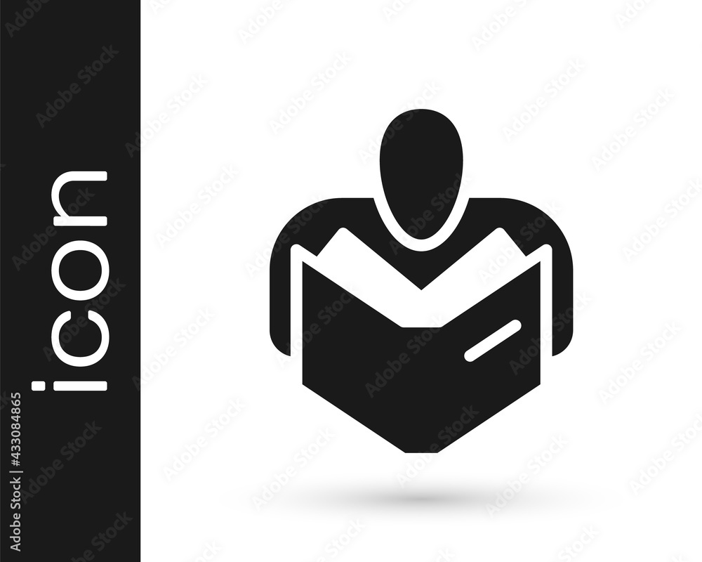 Black Man reading book icon isolated on white background. Vector Black Man reading book icon isolated on white background. Vector