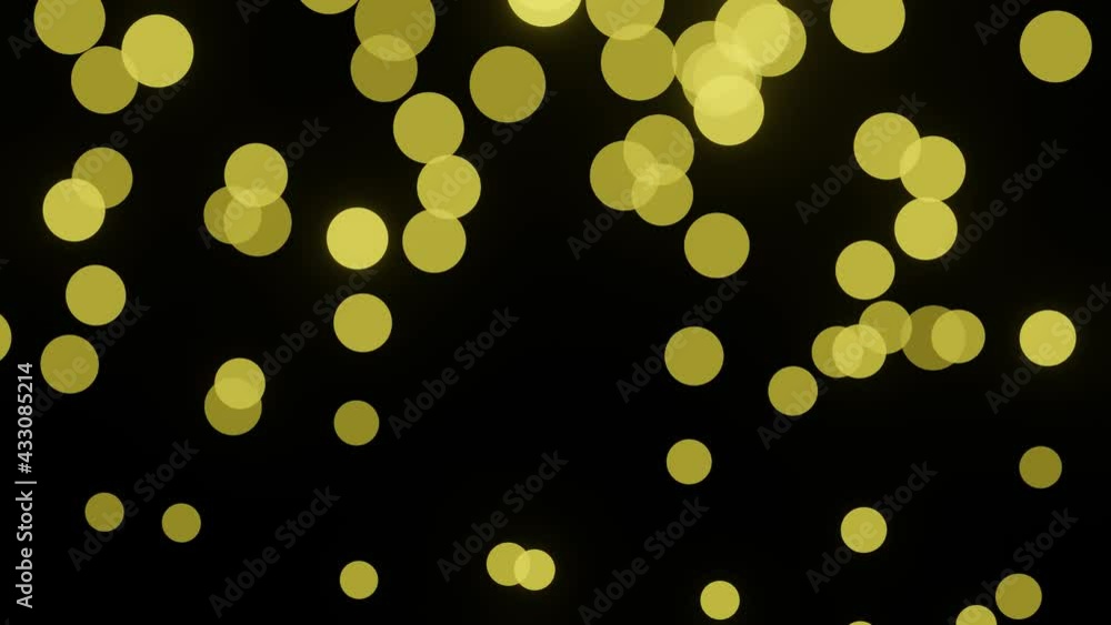 3d render. 4k loop animation. Black abstract background with pop-up yellow bubbles. 3d render. 4k loop animation. Black abstract background with pop-up yellow bubbles.