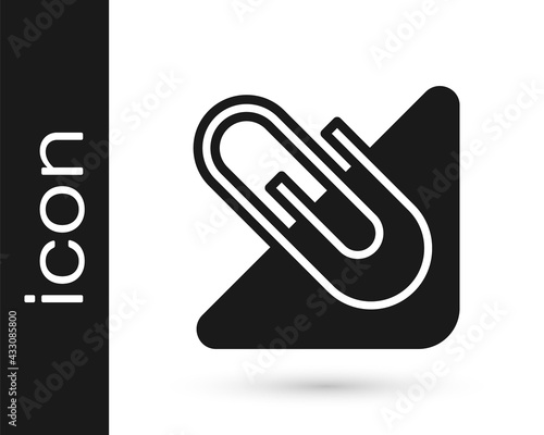 Black Paper clip icon isolated on white background. Vector