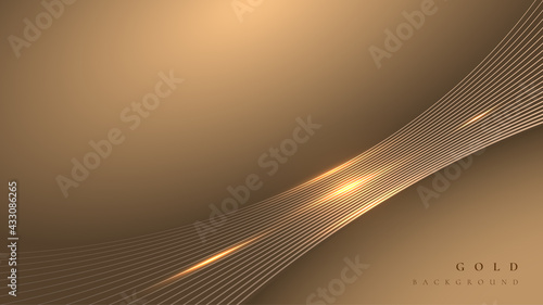 Abstract golden lines luxury background with glow effect. Vector illustration.