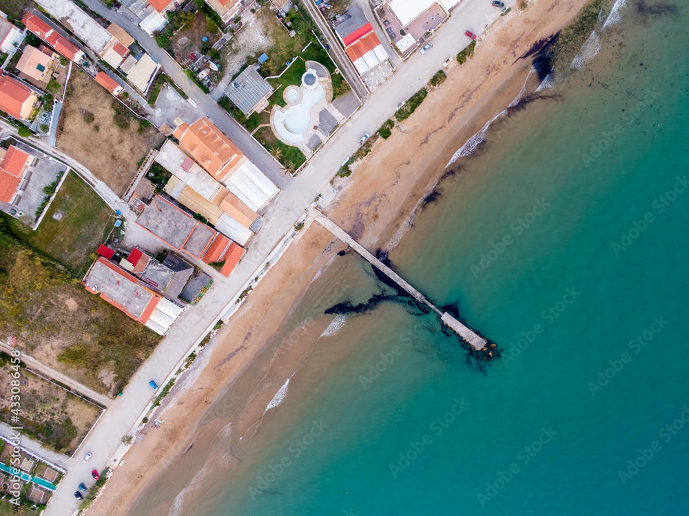 Arillas beach in Corfu, Greece aerial view