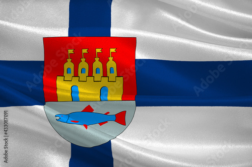 Flag Of Oulu city in Oulu Province in Finland photo