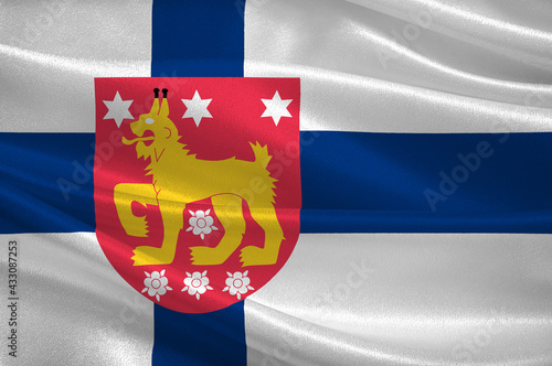 Flag Of Tavastia Proper region in Finland photo