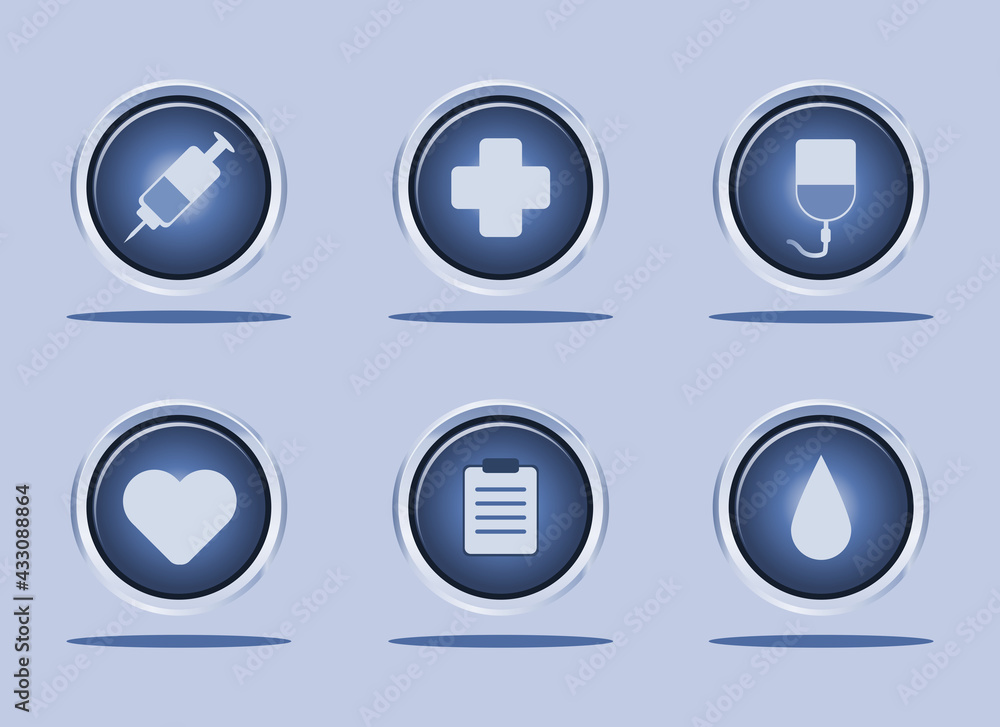 Silver medical 3D icon with blue circle. Silver medical 3D icon with blue circle.