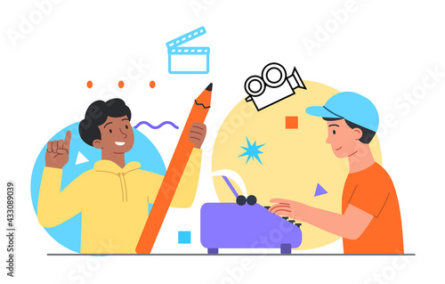 Author writing new scenario for cinematography