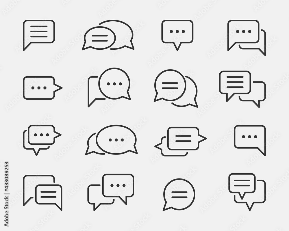 Chat icon vector design element. Set talk bubble speech signs. Dialogue balloon. Chat icon vector design element. Set talk bubble speech signs. Dialogue balloon.