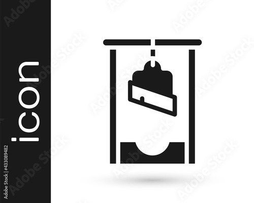 Black Guillotine medieval execution icon isolated on white background. Vector