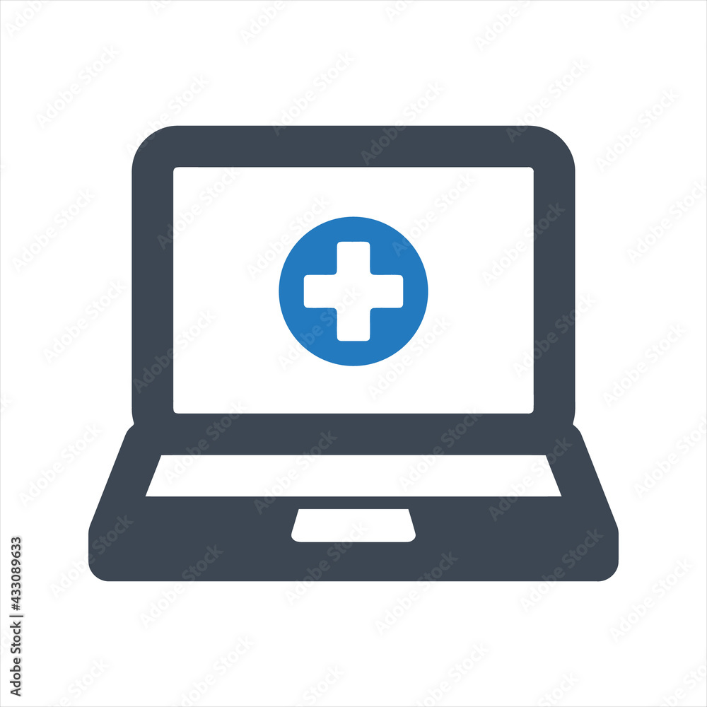 Online healthcare icon, vector and glyph Online healthcare icon, vector and glyph