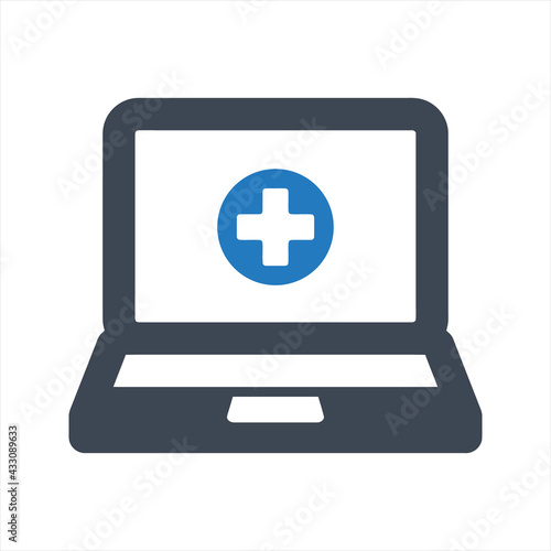 Online healthcare icon, vector and glyph