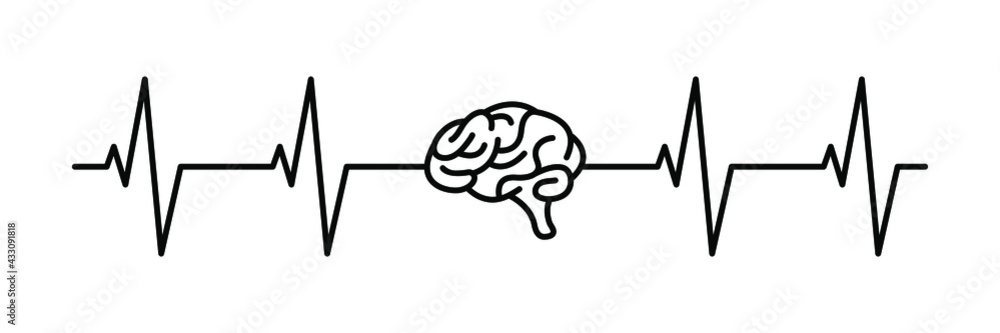 Brain Heartbeat, neurology neuro nurse vector.