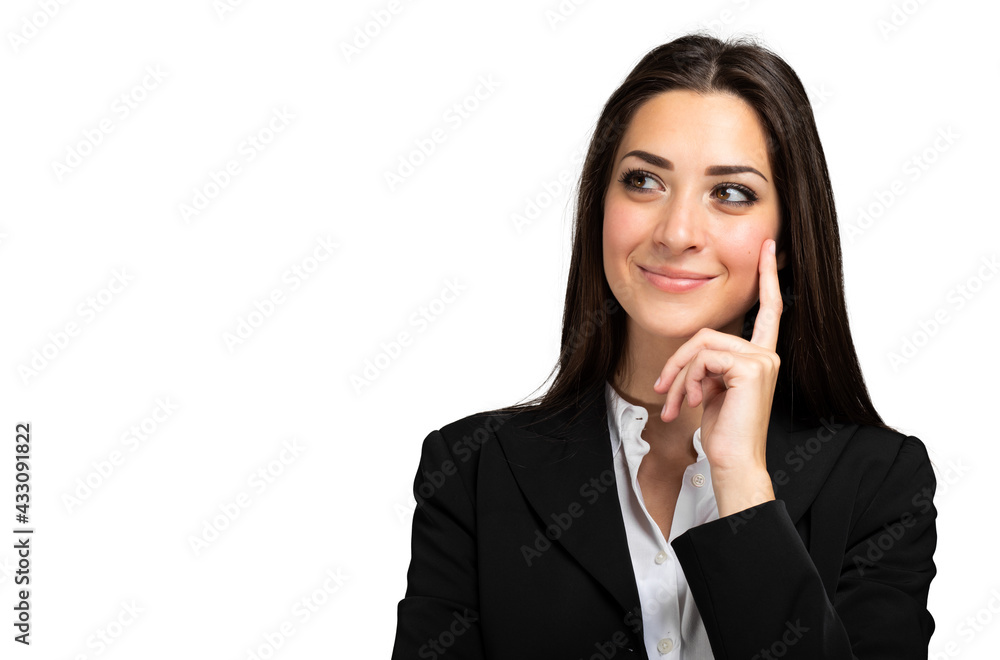 Young woman in a pensive expression, isolated on white Young woman in a pensive expression, isolated on white