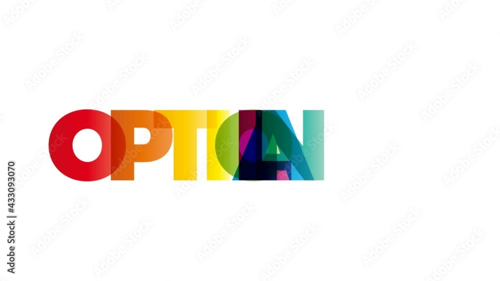 The word Optional. Animated banner with the text colored rainbow. The word Optional. Animated banner with the text colored rainbow.