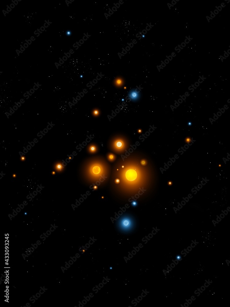 cluster of stars in space, a large constellation, part of a galaxy 3d illustration