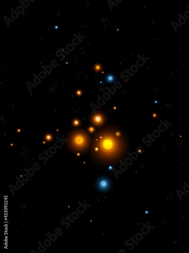 cluster of stars in space  a large constellation  part of a galaxy 3d illustration